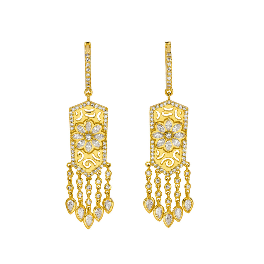 Buddha Mama Mesh Flower Filigree Earrings, front view