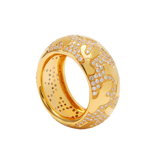 Debossed II Ring with Pave Diamonds