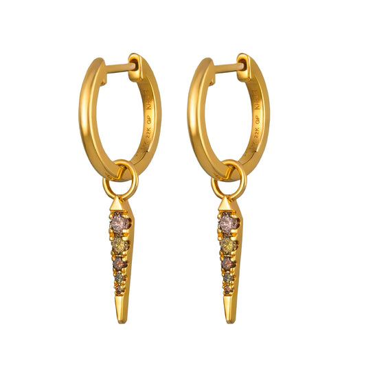 Fancy Color Pave Diamond Spike Huggies - Main Img