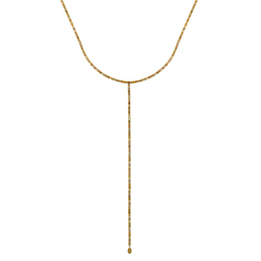Fancy Color Pave Diamond Tennis Lariat Necklace - Main Img