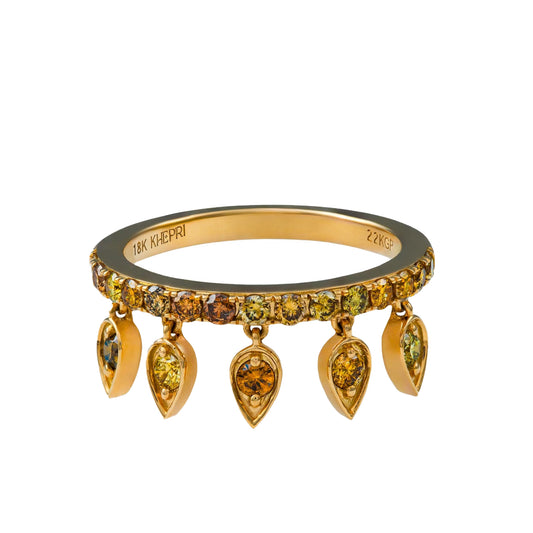 Fancy Color Reverse Diamond Drop Dancing Ring - Main Img