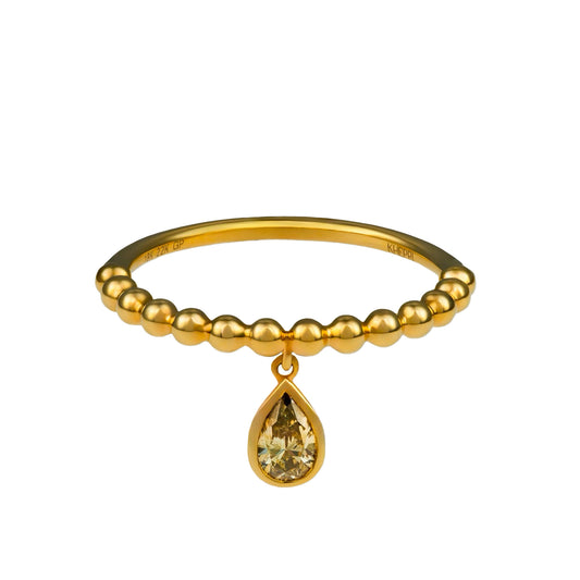 Fancy Color Pear Diamond Drop Ring - Main Img